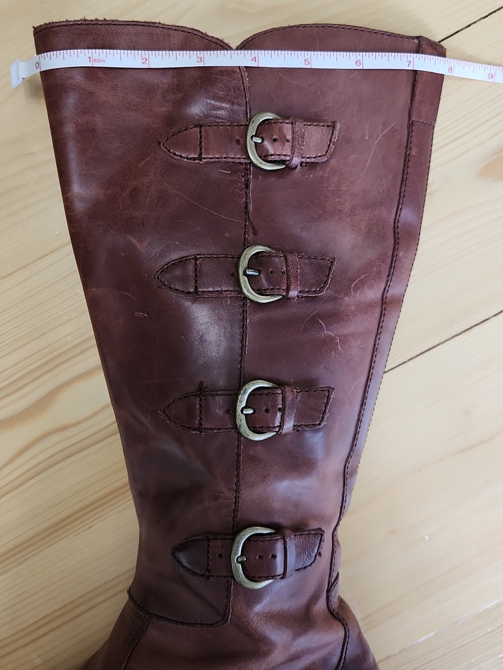Born Cuatros Buckle Distressed Leather Womens Riding Knee High Boots Size 7.5 - Picture 16 of 17